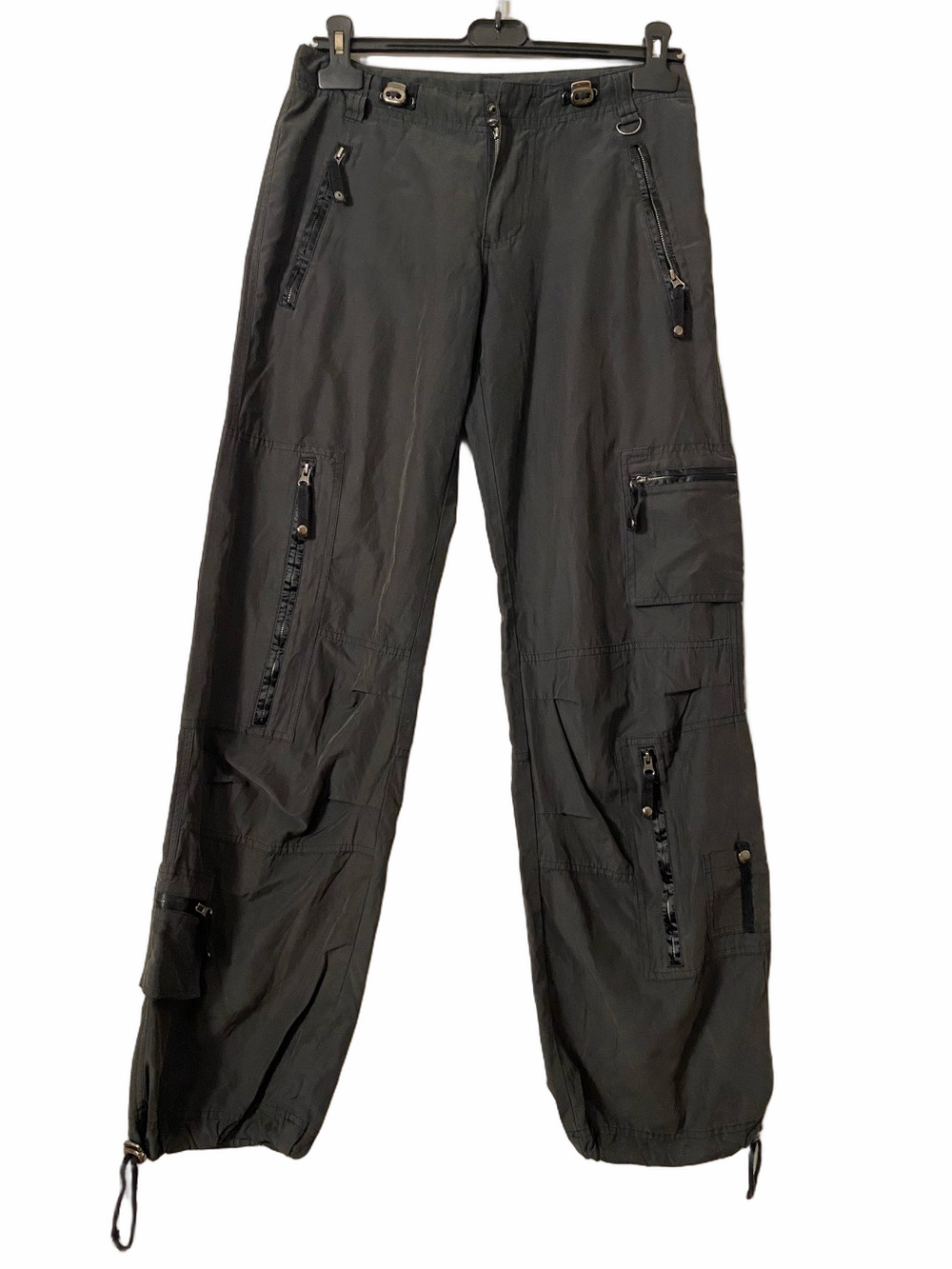 Women’s Black Cargo Track Pants with Zip Pockets